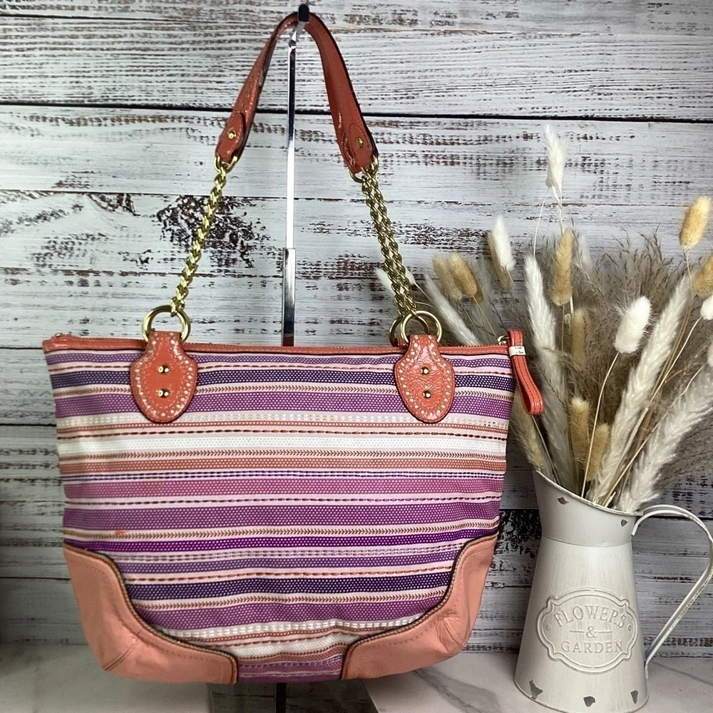 VINTAGE‎ COACH TOTE BAG #23843 POPPY SEQUINS PURSE MULTICOLOR PURPLE